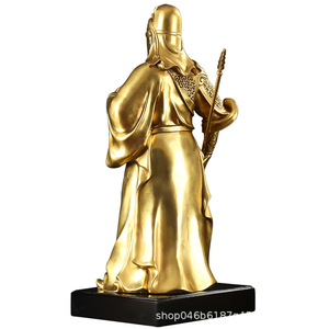 Estatua de Guan Gong de Latón de 18 cm, Decoración de Mesa, Figura del Dios Chino de la Guerra - Product Image 3