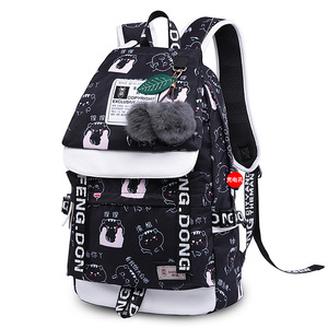 Sac à dos pour ordinateur portable à grande capacité avec imprimé de dessin animé, résistant à l'eau, avec port de charge, style décontracté unisexe - Product Image 2