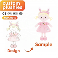 Poupées en peluche personnalisées pour filles avec oreilles d'animaux, OEM ODM, poupées en tissu doux rembourrées avec bandeau tête de chat, renard, lapin, cadeau personnalisé pour enfants, vente en gros