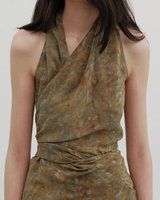 Design de mode impression numérique licou-cou élégant robe portefeuille sans manches longue longueur pour les femmes robes de Style d'été