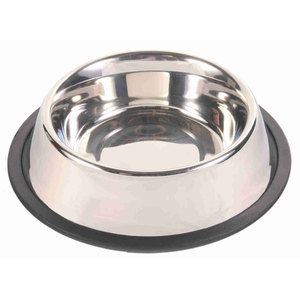 Ciotola per Animali Domestici in Acciaio Inox da 0,9 L con Anello in Gomma, Diametro 17 cm, Design Facile da Pulire - Product Image 1