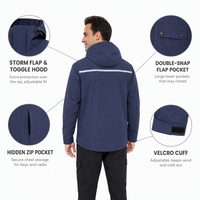 Veste Softshell Homme Toutes Saisons à Capuche, Manches Ajustables, Manteau de Travail de Sécurité OEM pour Inspection des Installations et Directeur de Circulation