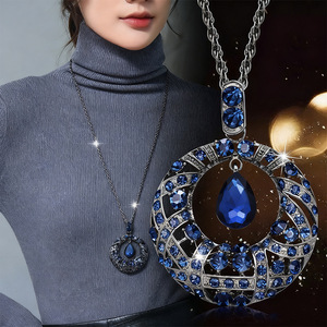 Luxurious Teardrop Crystal Necklace Women's Fashion Pendant Bezel Setting Everyday Wear Yiwu Origin - Product Image 1