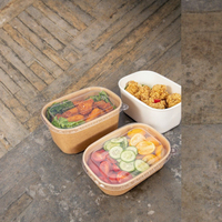 Boîte à déjeuner en papier kraft jetable personnalisée bol à soupe épais allant au micro-ondes pour les aliments nouilles à sushi respectueuses de l'environnement