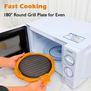 Plateau de cuisson au micro-ondes à chauffage rapide, moule rond en silicone jaune pour la réchauffation des ailes de poulet, outil de cuisine - Product Image 2