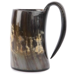 Tazas de cuerno pulidas de estilo medieval hechas a mano, vasos de cuerno natural y vasos de beber Vikingo, estilo religioso - Product Image 1
