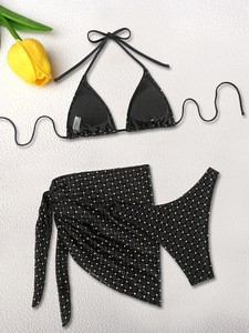 Bộ bikini dây rút màu đen tùy chỉnh, kiểu tanga, 2 mảnh, đồ bơi nữ, bộ bikini dây nhỏ - Product Image 5