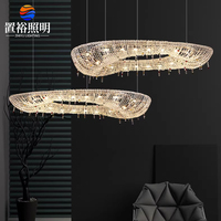 Lustre suspendu long à haute luminosité, personnalisable, blanc chaud, pour hôtel, bureau de vente, escalier, en cristal