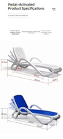 Chaise longue moderne et légère au design style lune, en tissu durable, idéale pour les loisirs en extérieur, la plage, la piscine et le camping