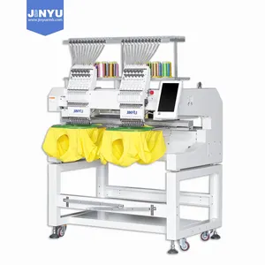 JINYU double head embroidery 12/15 needles computer for t-shirt embroidery machine