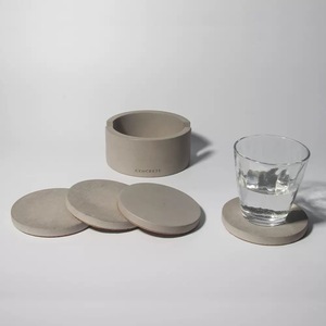 Round Concrete Coaster <b>Set</b> - Indoor/Outdoor Table Decor, Cement <b>Cup</b> Mat for <b>Tea</b> & Coffee - Product Image 2
