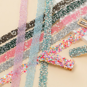 Tiras de diamantes de imitación con diseño de ondas, adhesivas de resina, para ropa, zapatos, bolsos y accesorios, formas mixtas, parte trasera plana - Product Image 2