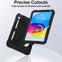 Étui antichoc robuste pour iPad A16 11e génération 2025 iPad 10e génération 10,9 2022 avec support double pliable, sangle d'épaule, coque en silicone et PC blindé