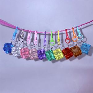 Modern Style Transparent Acrylic Bead Keychains with Luminous Ice <b>Cube</b> for DIY Projects and Events - Product Image 4