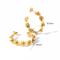 Anting-anting baja tahan karat bentuk C bunga mini unik hadiah perhiasan telinga untuk wanita dekorasi harian