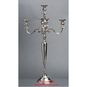 Candélabre de luxe haut de gamme plaqué or à 5 bras, fait main en métal, avec plateau, idéal pour les mariages – Meilleure vente - Product Image 4