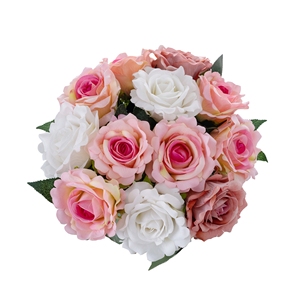 MW03336 Flor artificial Terciopelo <span class=keywords><strong>Rosas</strong></span> Floral Tallo corto Boda Flores decorativas y coronas Hermosa Rama de rosa - Product Image 1