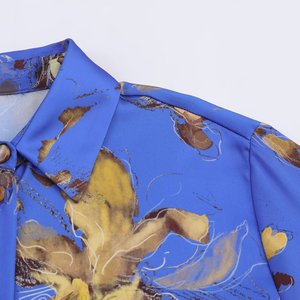 PB & ZA femmes 2025 nouveau <span class=keywords><strong>Chic</strong></span> mode imprimé fleuri <span class=keywords><strong>soie</strong></span> Satin Texture Blouses Vintage à manches longues femmes chemises Blusas <span class=keywords><strong>Chic</strong></span> hauts - Product Image 4