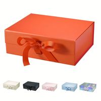 Emballage plat de luxe avec logo personnalisé Boîte cadeau extra large magnétique noire mate pliante Emballage plat de luxe ruban rose pour cadeaux