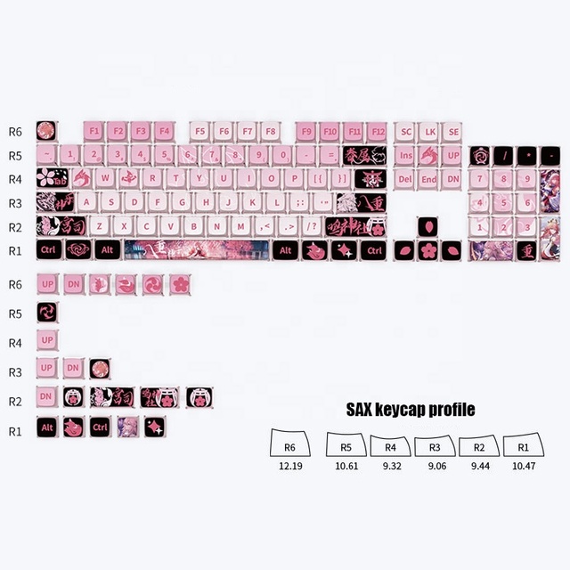 Yae Miko Double Shot PBT Pudding Keycaps 125 Keycaps with Translucent Layer OEM Profile Mechanical Keyboard Accessories