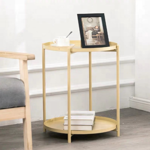 Lussuoso <span class=keywords><strong>tavolino</strong></span> rotondo a doppio strato <span class=keywords><strong>tavolino</strong></span> in metallo staccabile per soggiorno <span class=keywords><strong>tavolino</strong></span> moderno - Product Image 4