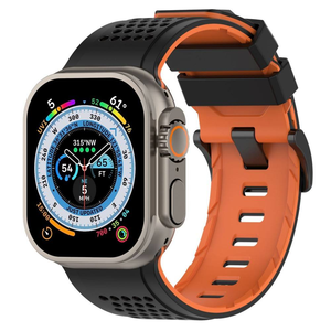 Bracelet de montre en silicone respirant bicolore à motif damier pour Apple Watch 42mm 46mm 49mm IWatch Series 11 10 9 8 7 6 5 Ultra 3 - Product Image 4