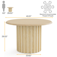 Tribesigns Table de cuisine de ferme ronde en bois de 43.3 "avec base en métal Table de petit-déjeuner Meubles nordiques