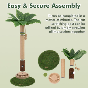 Plant Pattern Cat Tree with Sisal Scratching <b>Post</b> and Leaves, Minimalist Indoor Cat Toy for Cats and Kittens - Product Image 2