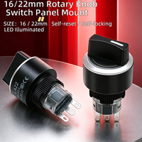 Sakelar Pemilih Putar 16/22mm, Tersedia 2/3 Posisi, Fungsi Momentary/Latching, Berlampu & Tanpa Lampu