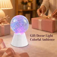 Mingxiong Moderne LED-Glitzerkugel-Nachtlicht Farbwechselnde Dekorative Beleuchtung Typ-C USB/Batterie für Schlafzimmer/Wohnzimmer