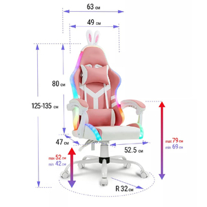 Chaise de jeu pour filles à bas prix à la maison Chaises de jeu à LED RVB avec support arrière Chaise De Gaming réglable pour cadeau - Product Image 3