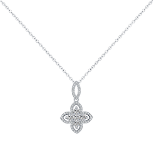 Collier pendentif fleur en argent sterling 925 plaqué rhodium, zircon taille brillant étincelant, tendance et luxueux, cadeau pour femme - Product Image 1