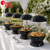 TIANXING Réchaud de buffet rond noir en acier inoxydable 8L avec chauffe-combustible pour hôtels et traiteurs