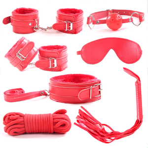 Fabrieksprijs Sm Bondage Terughoudendheid 7 Stuks <span class=keywords><strong>Bed</strong></span> Bondage Kit Bdsm Fetish Speelgoed Met 10 Meter Touw Harige Voetboeien Handboeien Zweep - Product Image 1