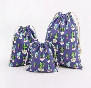 Bolsas de lona para regalo de dulces para niños, bolsas con cordón de puerto de haz de Cactus, bolsas pequeñas de almacenamiento de regalo de joyería