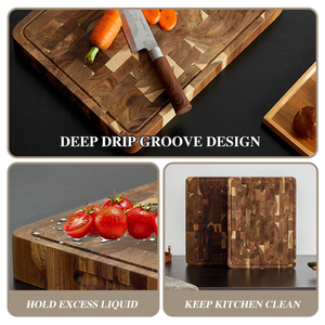Planches à découper en <span class=keywords><strong>bois</strong></span>, <span class=keywords><strong>grande</strong></span> <span class=keywords><strong>planche</strong></span> à découper en <span class=keywords><strong>bois</strong></span> d'acacia à grain traversant, <span class=keywords><strong>planche</strong></span> de boucher robuste avec rainure pour les jus - Product Image 5