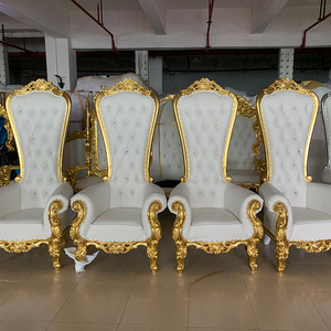Sillas de Trono Doradas Económicas con Respaldo Alto para Rey y Reina, Silla de Boda de Lujo Real para Novios - Product Image 1