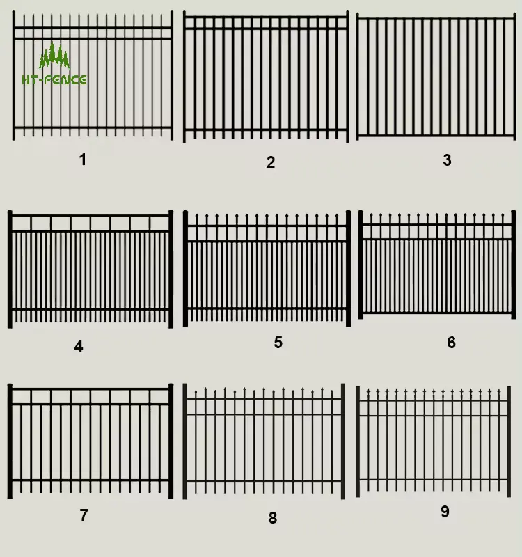 HT-FENCE clôture en acier industriel lance en métal enduit de poudre noire/haut plat 6x8ft haut de lance de clôture en aluminium