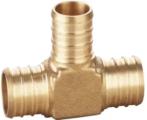 美国标准无铅锻造三通压缩黄铜Pex配件，用于浇水软管
