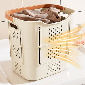 Household Plastic Large <strong>Collapsible</strong> <strong>Storage</strong> Basket Laundry Basket Clothes Toys and Miscellaneous <strong>Storage</strong> with Wheels - Product Image 4