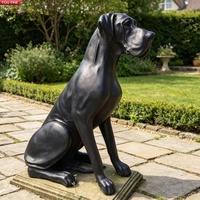 YOUFINE Statue de dogue allemand grandeur nature en bronze personnalisée, sculpture de chien assis pour la décoration de jardin