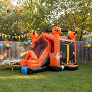 WINSUN Castillo Inflable Grande con Certificación CE, Impermeable, de PVC, Fácil de Instalar, con Temática de Halloween, Combinación de Trampolín y Brincolín - Product Image 1