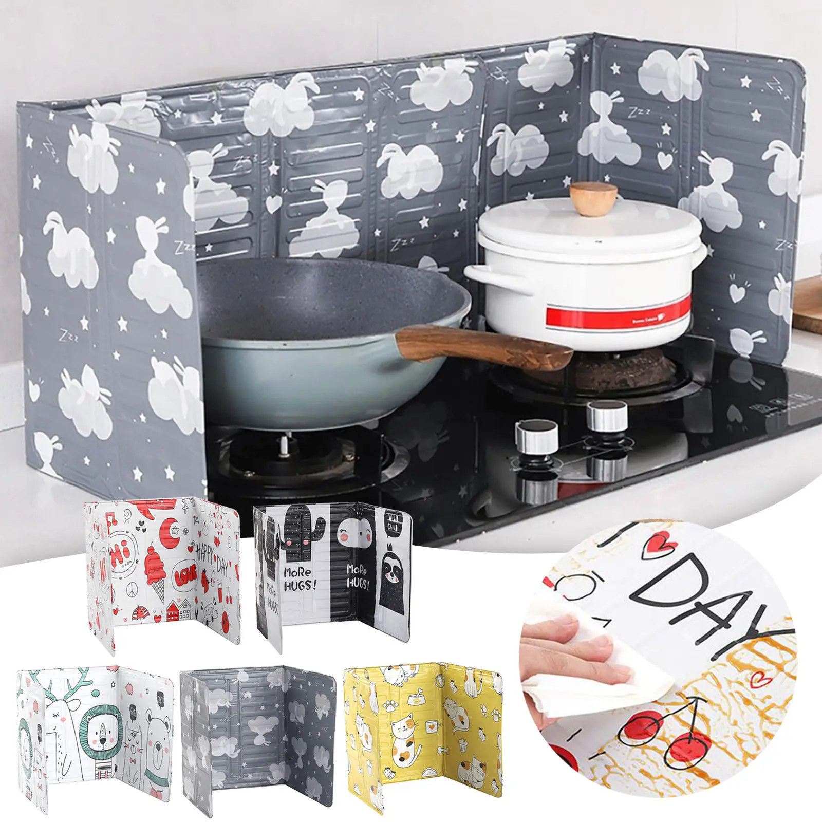 Cucina pieghevole in alluminio stufa a Gas piastra deflettore cucina padella olio protezione antispruzzo schermo accessori da cucina set di Gadget