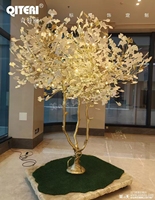 Lampe suspendue personnalisée en feuille de ginkgo Lustre de hall d'hôtel non standard Hauteur réglable pour maison d'hôtes Villa Hall Réception