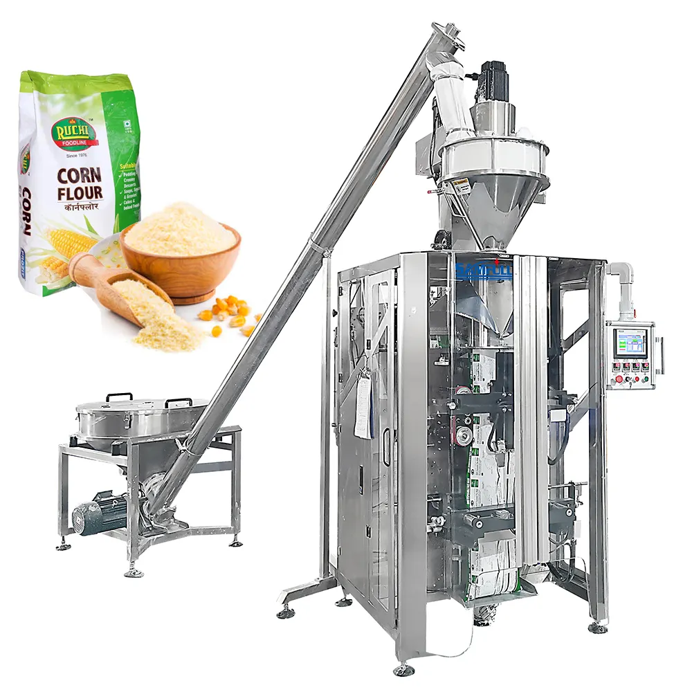 Machine de remplissage et d'emballage de farine de maïs verticale entièrement automatique sachet de poudre 1kg à 5kg machine d'emballage de farine de maïs