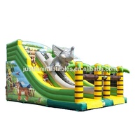 Chine pas cher prix jungle animal monde toboggan gonflable double voie glisser toboggans secs à vendre