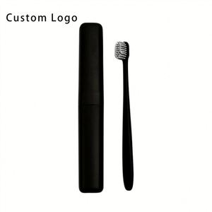 OEM Customized Eco Friendly Wheat Straw Toothbrush with Charcoal Bristles and Travel Case for Corporate <b>Gifts</b> - Product Image 3