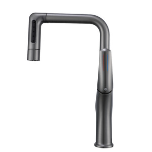 Nuevo Producto 2025: <span class=keywords><strong>Grifo</strong></span> de Cocina Extraíble de Cobre con Válvula de Cerámica de Alta Calidad, Color Gris Metálico, Agua Fría y Caliente - Product Image 1