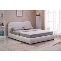 Lit double de luxe italien en tissu, cadre en bois massif, capitonné, style nordique moderne, en velours, pour chambre à coucher, tailles Queen et King