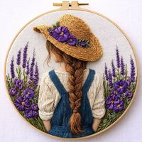 Kit de feutrage et broderie sur tissu de base en coton, ensemble de loisirs créatifs DIY avec cerceau à broder pour loisirs créatifs